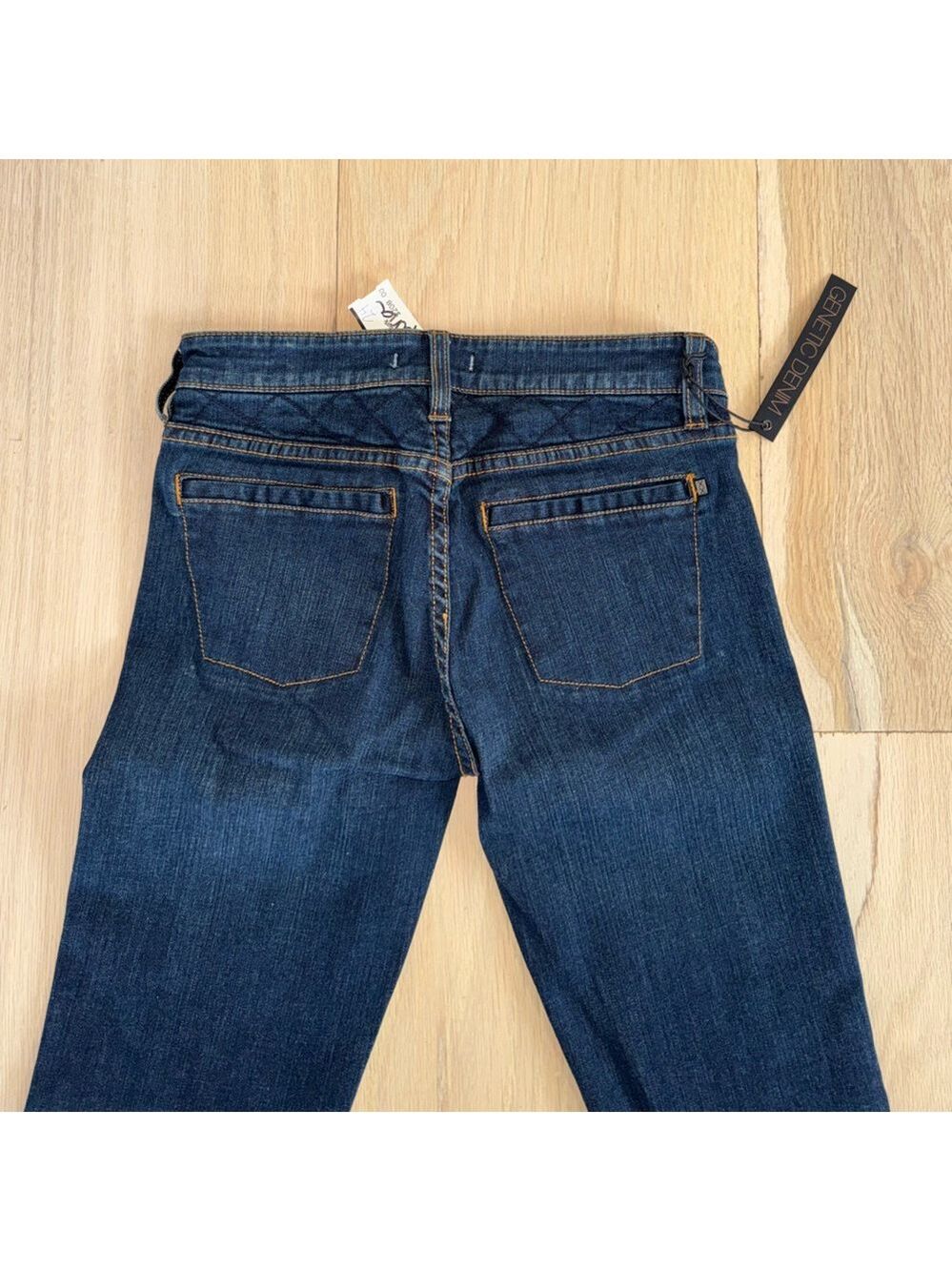 Genetic Denim The Adriane Mid-Rise Quilted Bell Jeans Dark Seafoam Size 24 NWT - Picture 4 of 10